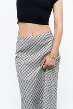 Load image into Gallery viewer, Modern x Made in USA x Black, White Cotton-blend Checkered Midi Skirt (XS, S)