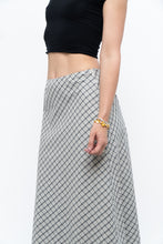 Load image into Gallery viewer, Modern x Made in USA x Black, White Cotton-blend Checkered Midi Skirt (XS, S)