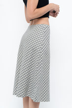 Load image into Gallery viewer, Modern x Made in USA x Black, White Cotton-blend Checkered Midi Skirt (XS, S)