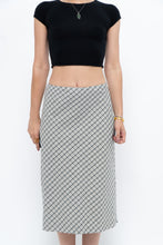Load image into Gallery viewer, Modern x Made in USA x Black, White Cotton-blend Checkered Midi Skirt (XS, S)