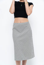 Load image into Gallery viewer, Modern x Made in USA x Black, White Cotton-blend Checkered Midi Skirt (XS, S)