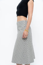 Load image into Gallery viewer, Modern x Made in USA x Black, White Cotton-blend Checkered Midi Skirt (XS, S)