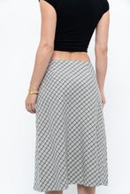 Load image into Gallery viewer, Modern x Made in USA x Black, White Cotton-blend Checkered Midi Skirt (XS, S)