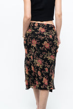Load image into Gallery viewer, Vintage x Black, Coral Floral Silk Midi Skirt (2X-3X)