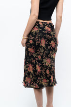 Load image into Gallery viewer, Vintage x Black, Coral Floral Silk Midi Skirt (2X-3X)