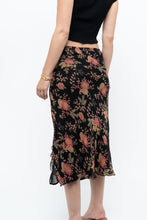 Load image into Gallery viewer, Vintage x Black, Coral Floral Silk Midi Skirt (2X-3X)