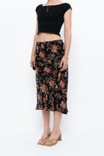 Load image into Gallery viewer, Vintage x Black, Coral Floral Silk Midi Skirt (2X-3X)