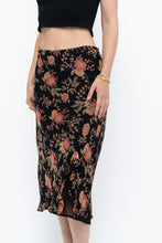 Load image into Gallery viewer, Vintage x Black, Coral Floral Silk Midi Skirt (2X-3X)