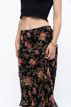 Load image into Gallery viewer, Vintage x Black, Coral Floral Silk Midi Skirt (2X-3X)