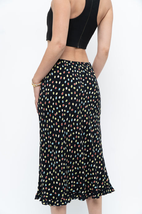 Vintage x Black Polka Dot Midi Skirt (XS-L)