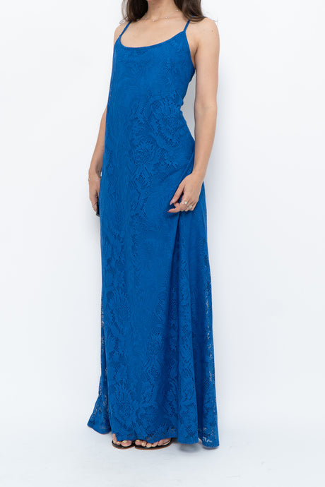 Vintage x Blue Lace Maxi Dress (L)