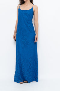 Vintage x Blue Lace Maxi Dress (L)