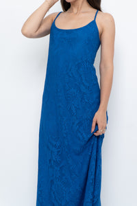 Vintage x Blue Lace Maxi Dress (L)