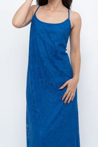 Vintage x Blue Lace Maxi Dress (L)