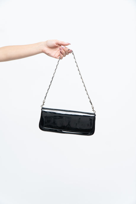 Vintage x Black Patent Silver Chain Small Purse