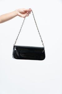 Vintage x Black Patent Silver Chain Small Purse