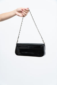 Vintage x Black Patent Silver Chain Small Purse