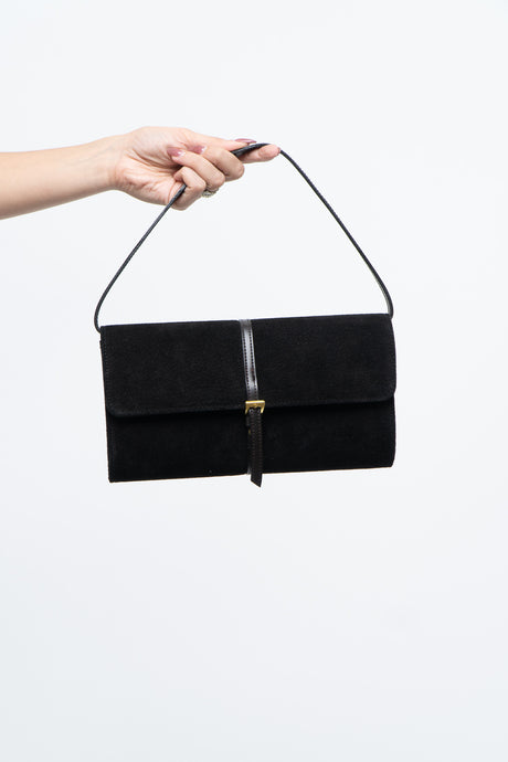 Vintage x Black Suede Buckled Small Purse