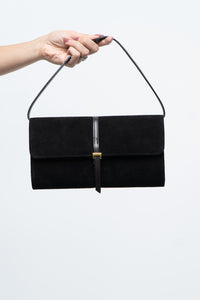 Vintage x Black Suede Buckled Small Purse