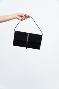 Vintage x Black Suede Buckled Small Purse