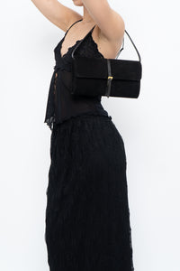 Vintage x Black Suede Buckled Small Purse