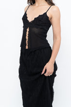 Load image into Gallery viewer, Vintage x Black Mesh Embroidered Open Cropped Tank (XS, S)