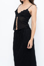 Load image into Gallery viewer, Vintage x Black Mesh Embroidered Open Cropped Tank (XS, S)