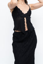 Load image into Gallery viewer, Vintage x Black Mesh Embroidered Open Cropped Tank (XS, S)