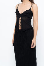 Load image into Gallery viewer, Vintage x Black Mesh Embroidered Open Cropped Tank (XS, S)