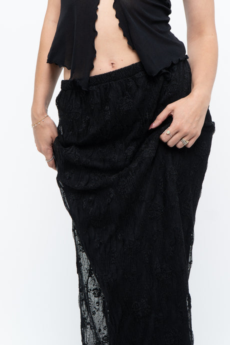 Vintage x Black Mesh Maxi Skirt (XS-M)