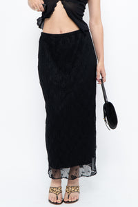 Vintage x Black Mesh Maxi Skirt (XS-M)