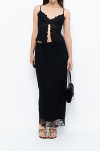 Vintage x Black Mesh Maxi Skirt (XS-M)