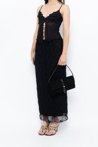 Vintage x Black Mesh Maxi Skirt (XS-M)