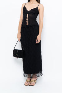 Vintage x Black Mesh Maxi Skirt (XS-M)
