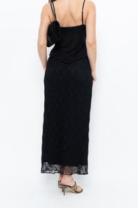 Vintage x Black Mesh Maxi Skirt (XS-M)