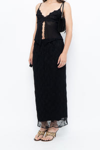 Vintage x Black Mesh Maxi Skirt (XS-M)