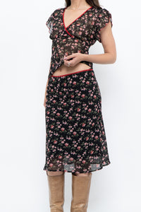 Vintage x Black Floral Chiffon Set (XS-M)