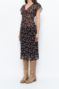 Vintage x Black Floral Chiffon Set (XS-M)