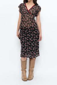 Vintage x Black Floral Chiffon Set (XS-M)