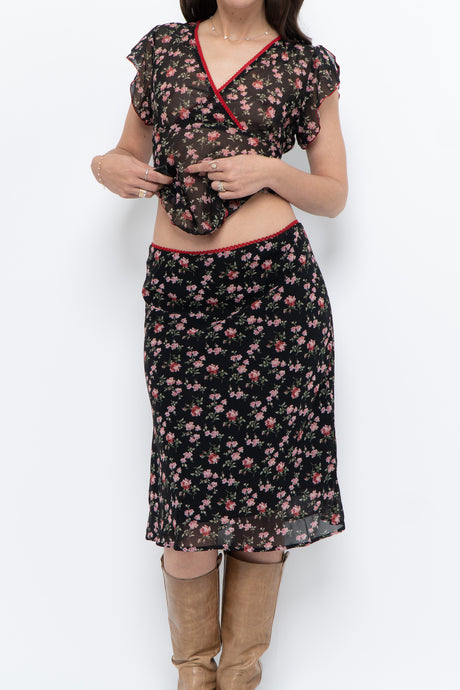 Vintage x Black Floral Chiffon Set (XS-M)