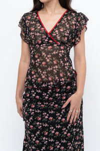 Vintage x Black Floral Chiffon Set (XS-M)