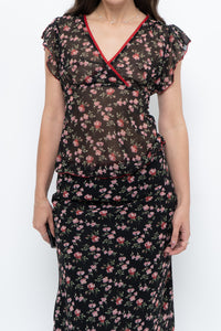 Vintage x Black Floral Chiffon Set (XS-M)