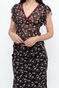 Vintage x Black Floral Chiffon Set (XS-M)