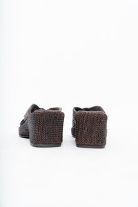 Vintage x Made in Brazil x Woven Brown Leather Wedge (7, 7.5W)