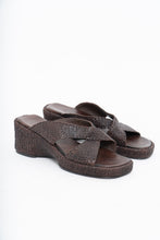 Load image into Gallery viewer, Vintage x Made in Brazil x Woven Brown Leather Wedge (7, 7.5W)