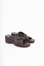 Load image into Gallery viewer, Vintage x Made in Brazil x Woven Brown Leather Wedge (7, 7.5W)