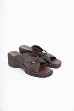 Load image into Gallery viewer, Vintage x Made in Brazil x Woven Brown Leather Wedge (7, 7.5W)