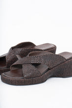 Load image into Gallery viewer, Vintage x Made in Brazil x Woven Brown Leather Wedge (7, 7.5W)