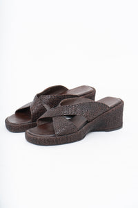 Vintage x Made in Brazil x Woven Brown Leather Wedge (7, 7.5W)