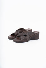 Load image into Gallery viewer, Vintage x Made in Brazil x Woven Brown Leather Wedge (7, 7.5W)